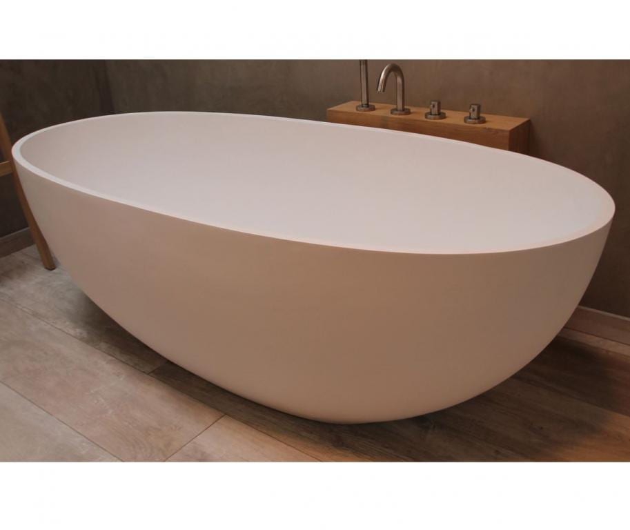 Luca Sanitair Vasca vrijstaand ligbad Solid Surface met overloop 180 x 80 x 60cm mat-wit incl. klikafvoerset chroom – Groesbeek